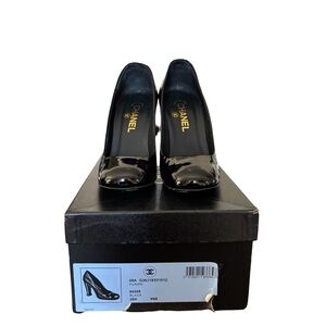 CHANEL Black Patent Leather Heels